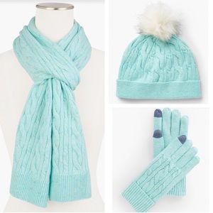 Talbots Light Blue Cable Knit Scarf